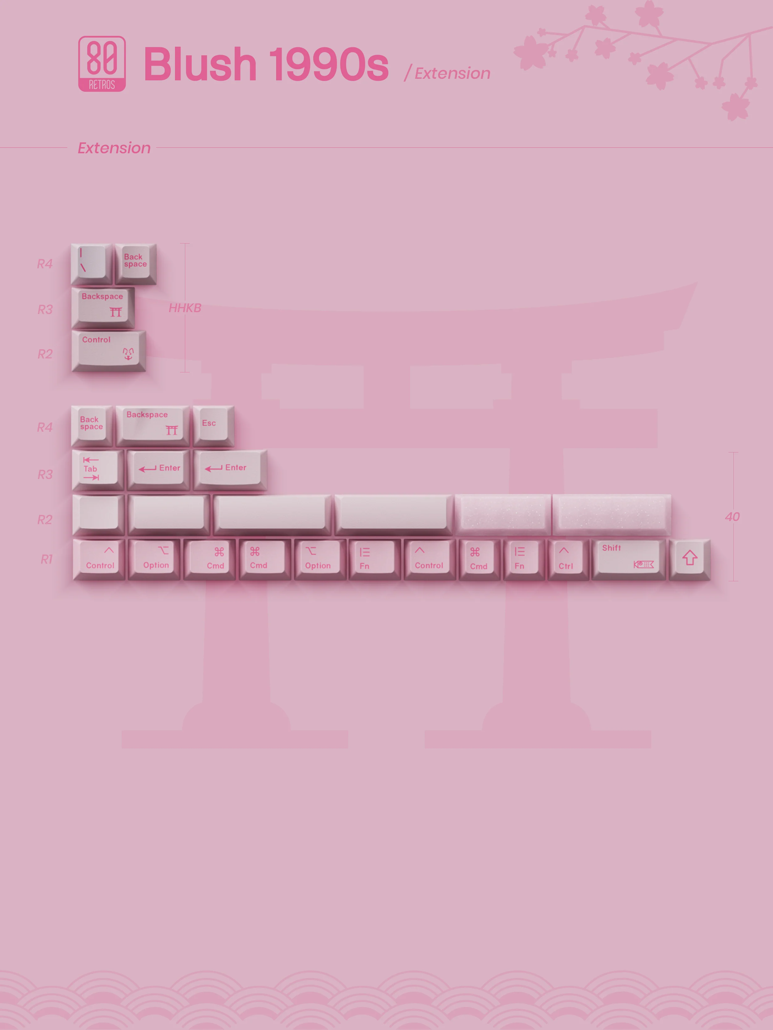 80Retros Blush 1990s PBT Keycap Set - Image 10