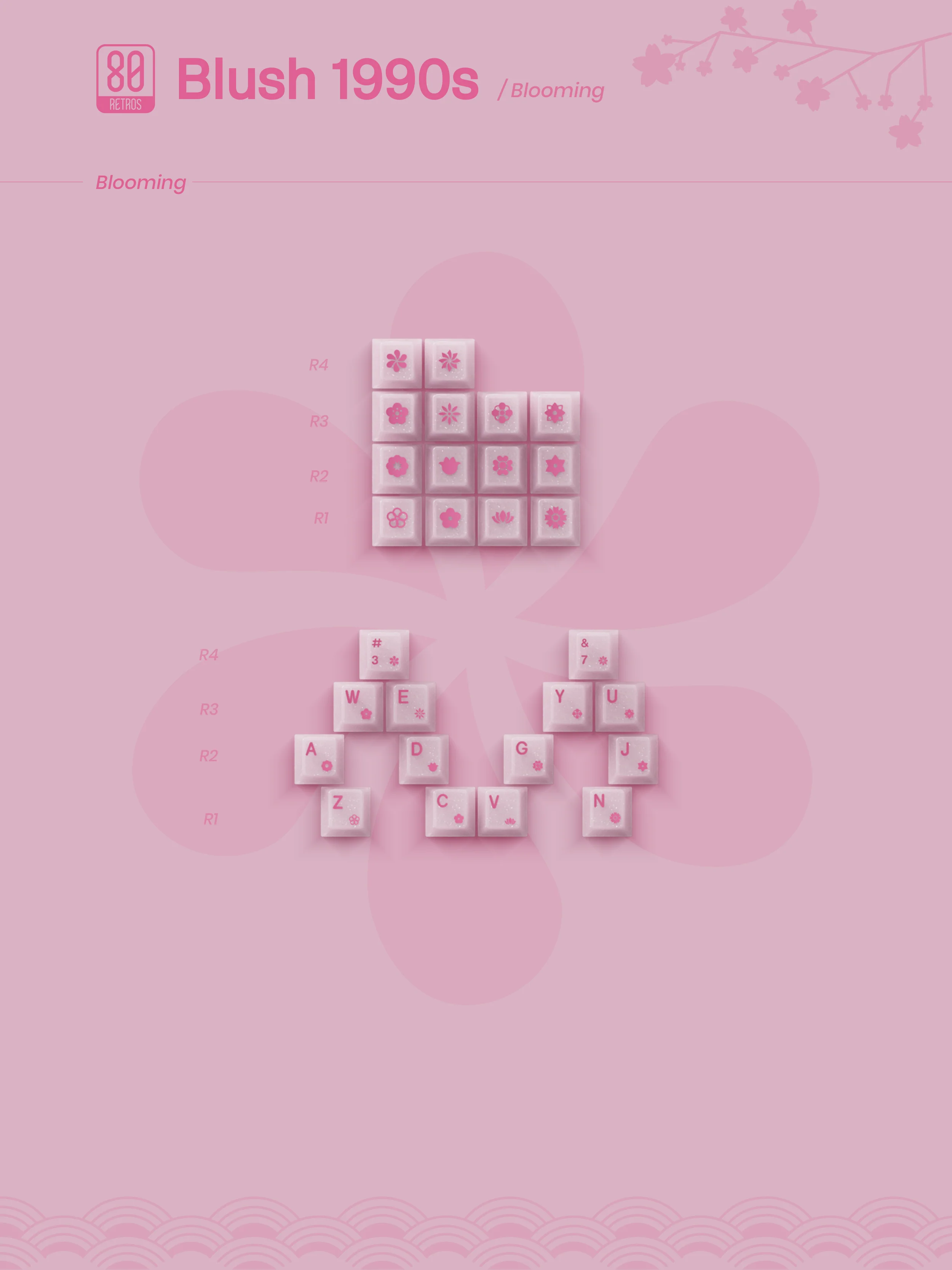 80Retros Blush 1990s PBT Keycap Set - Image 11