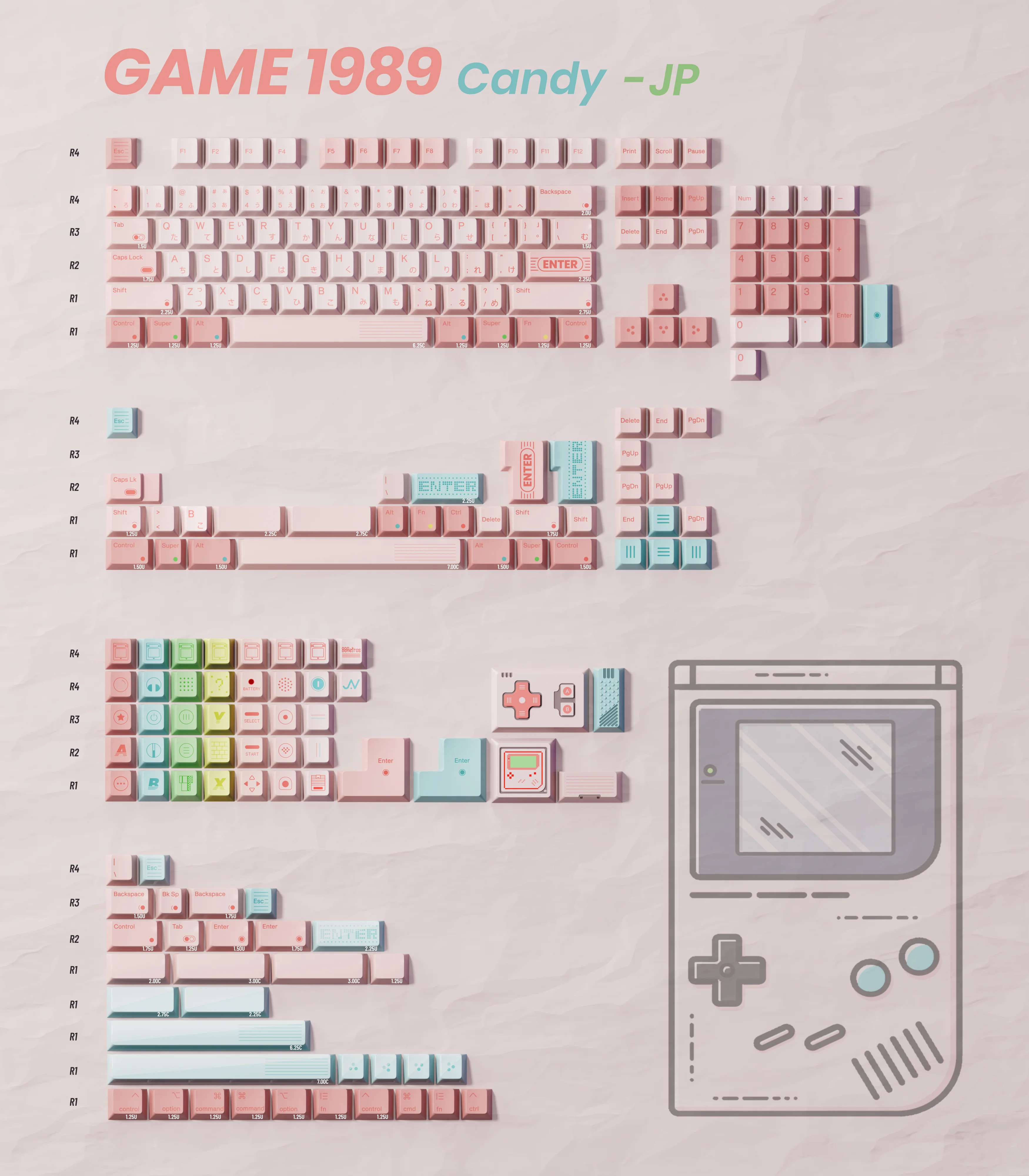 GAME 1989 CANDY KEYCAPS CHERRY PROFILE DYE SUBLIMATION PBT - Image 4