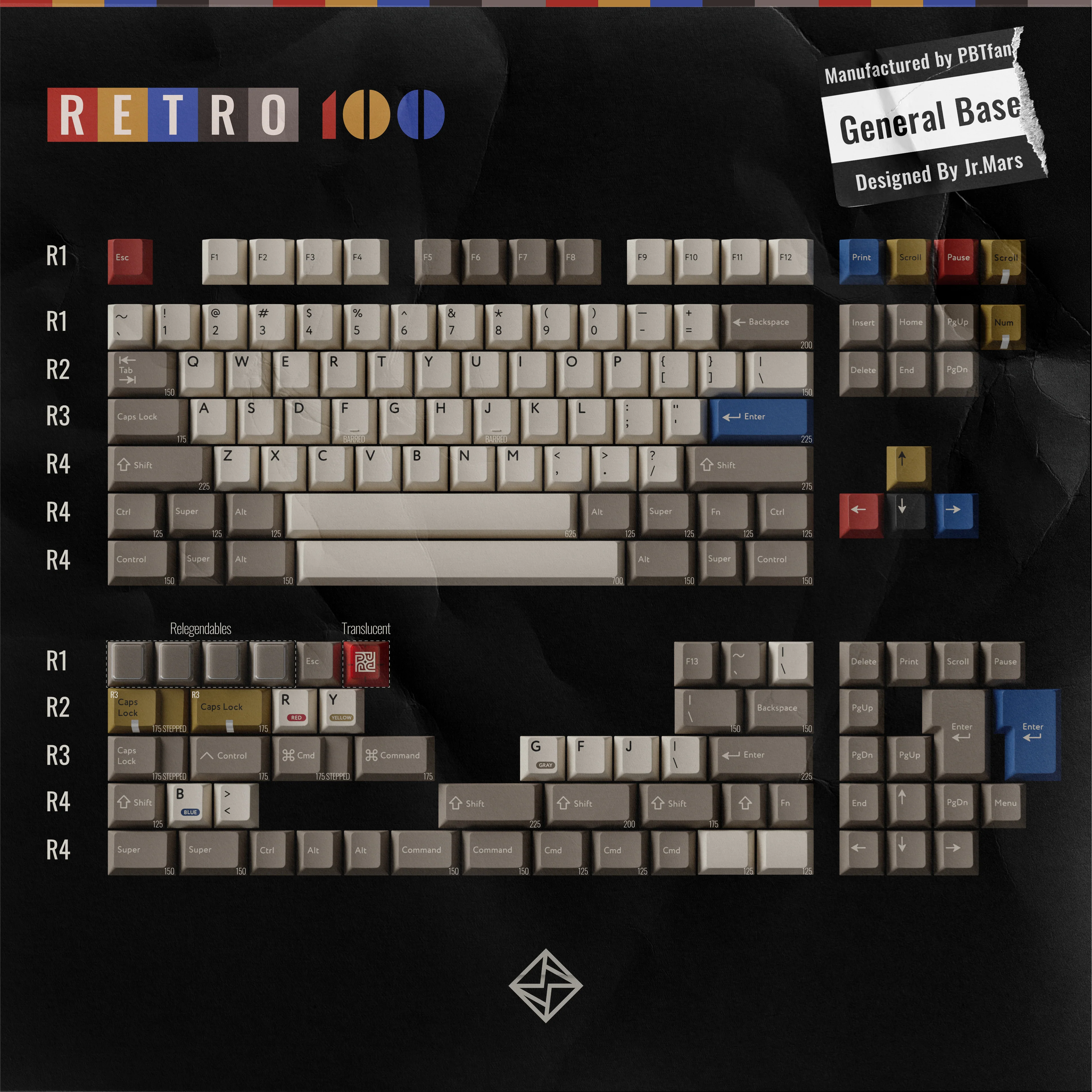 PBTfans Retro 100 Keycap Set - Image 19