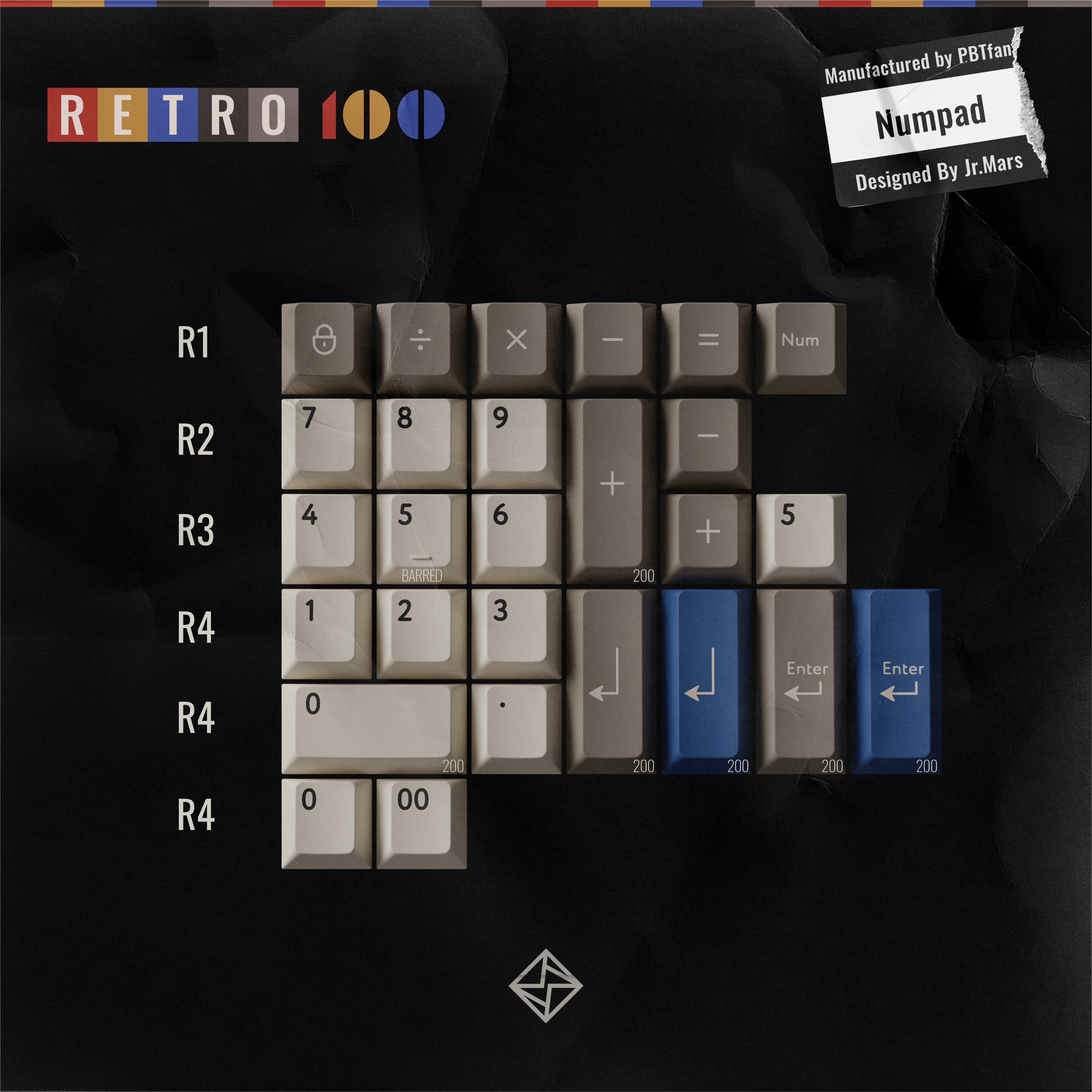 PBTfans Retro 100 Keycap Set - Image 22
