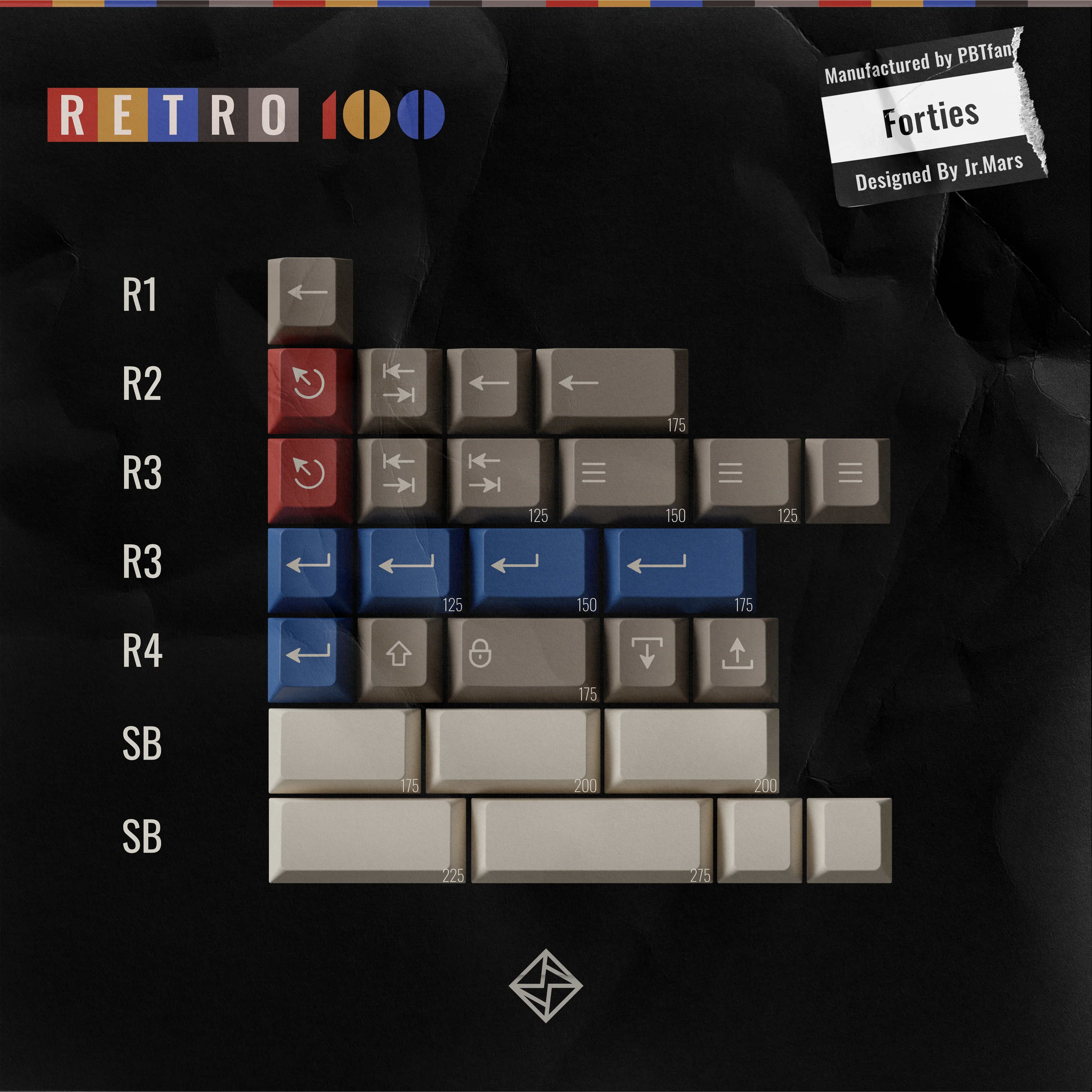 PBTfans Retro 100 Keycap Set - Image 27