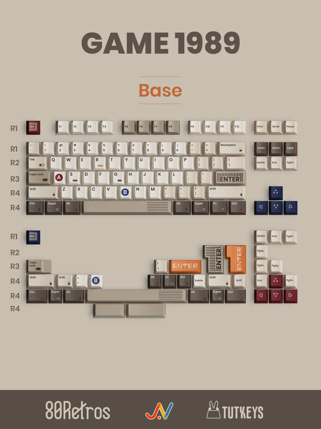 TUT GAME 1989 KEYCAPS CHERRY PROFILE DYE SUBLIMATION PBT - Image 4