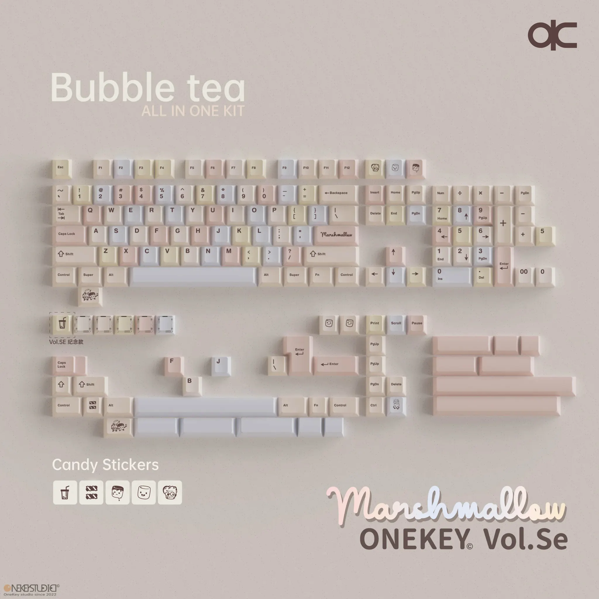 QK Bubble Tea Marshmallow PBT Dye-Sub Keycap SEt - Image 2